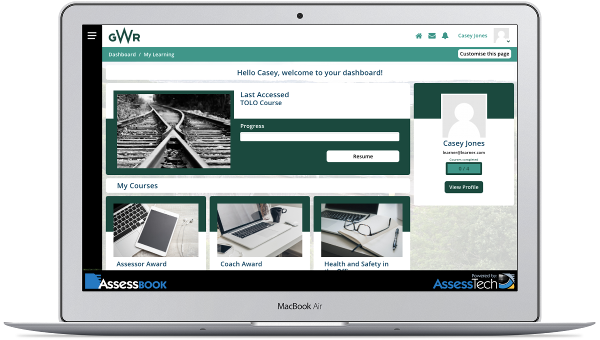 Dashboard dell’AssessBook di GWR